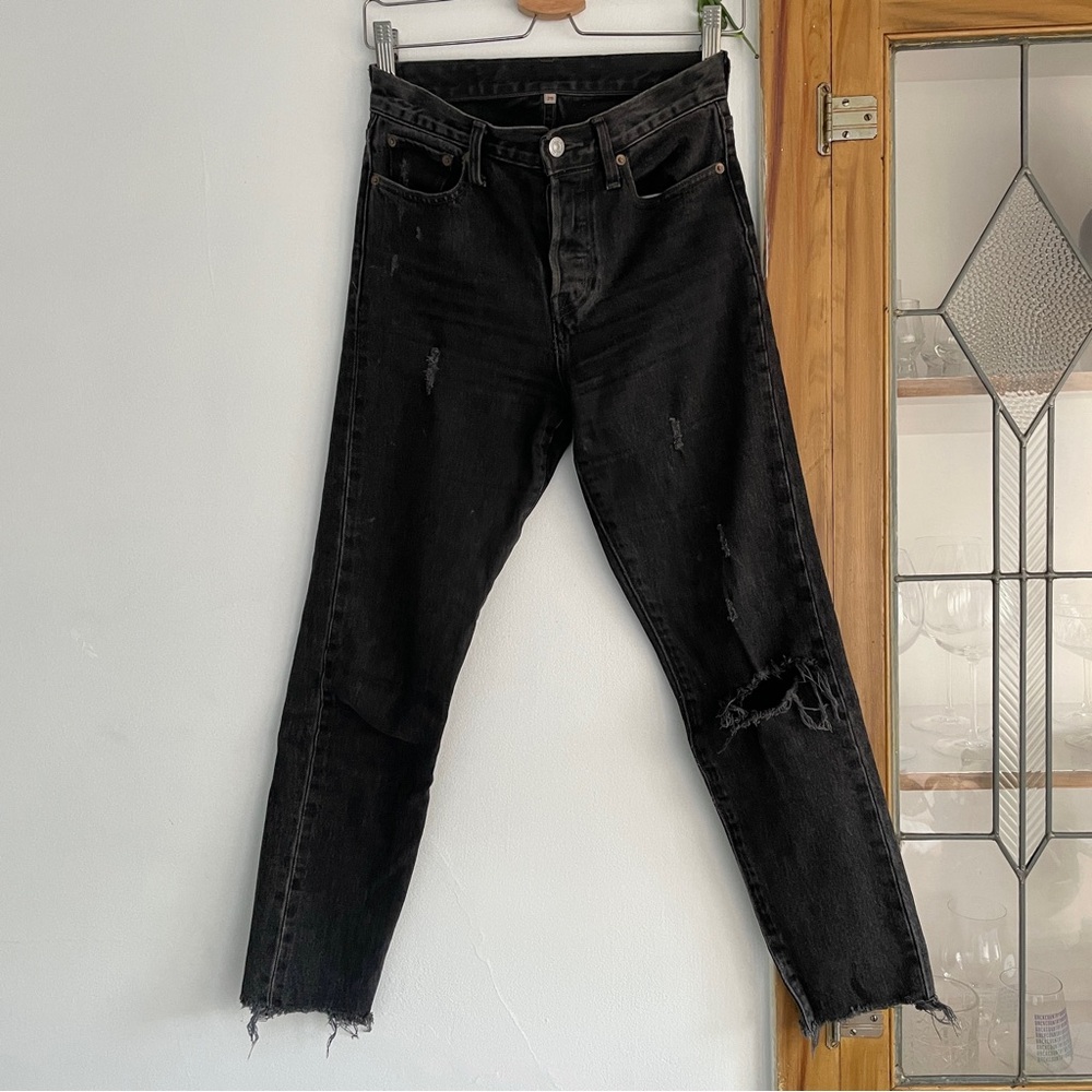 Levi’s High Rise Distressed Raw Hem Jeans